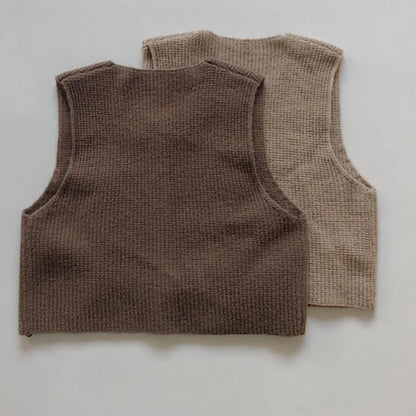 Sleeveless Knitted Cardigan Vest