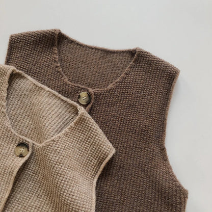 Sleeveless Knitted Cardigan Vest