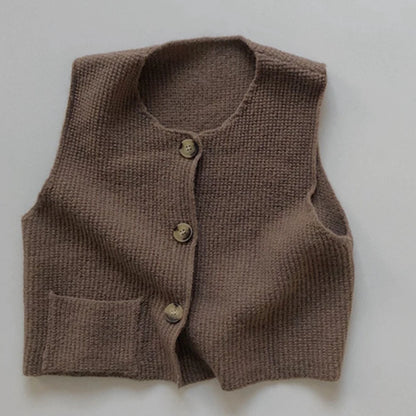 Sleeveless Knitted Cardigan Vest