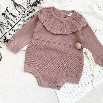 Knitted Ruffle Collar Romper