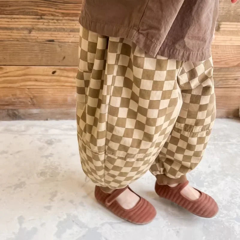 Checkered Pattern Harem Pants