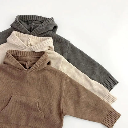 Front Pocket Knit Hooded Sweater