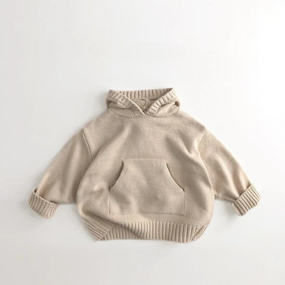 Front Pocket Knit Hooded Sweater