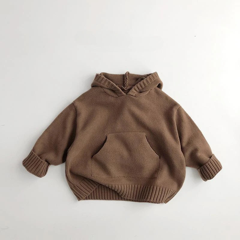 Front Pocket Knit Hooded Sweater