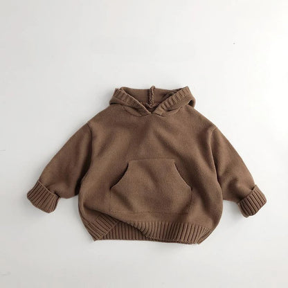 Front Pocket Knit Hooded Sweater