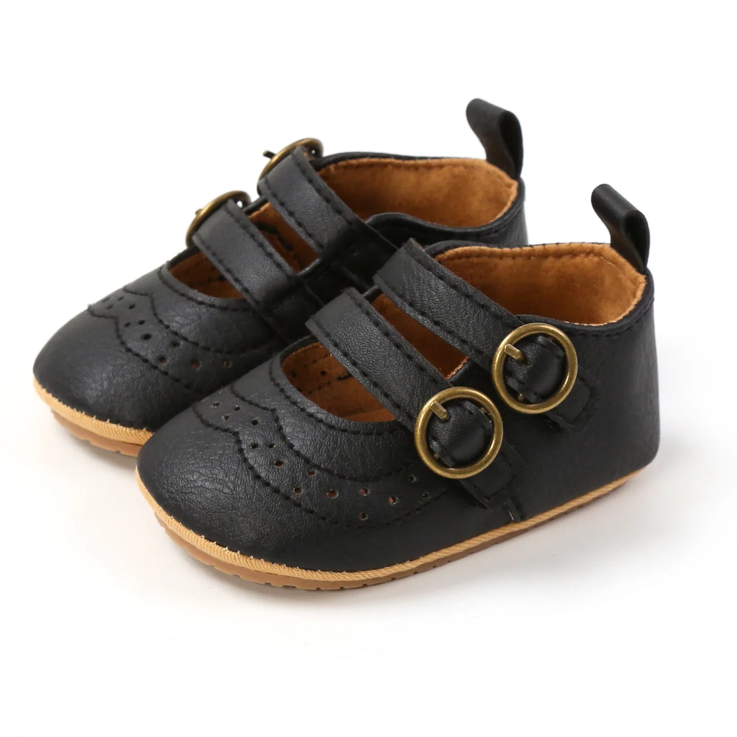 Baby Vintage Double Buckle Crib Shoes