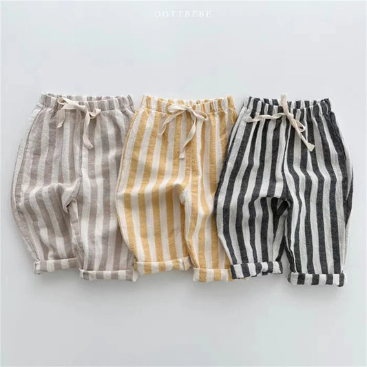 Vintage Linen Cotton Striped Pants