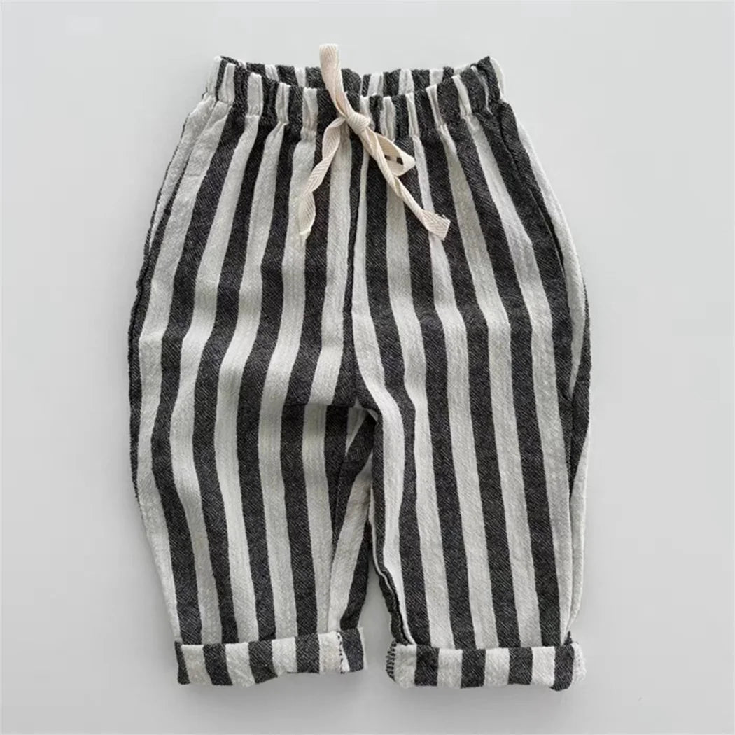 Vintage Linen Cotton Striped Pants