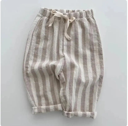 Vintage Linen Cotton Striped Pants