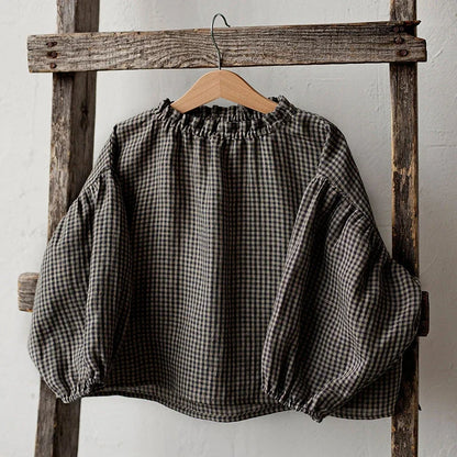 Vintage Fine Plaid Blouse