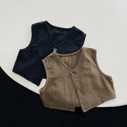 Single Button Linen Vest