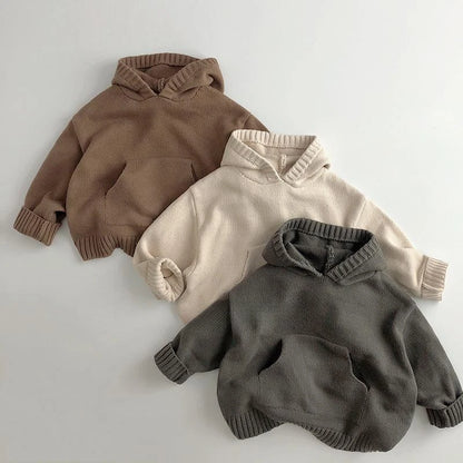 Front Pocket Knit Hooded Sweater