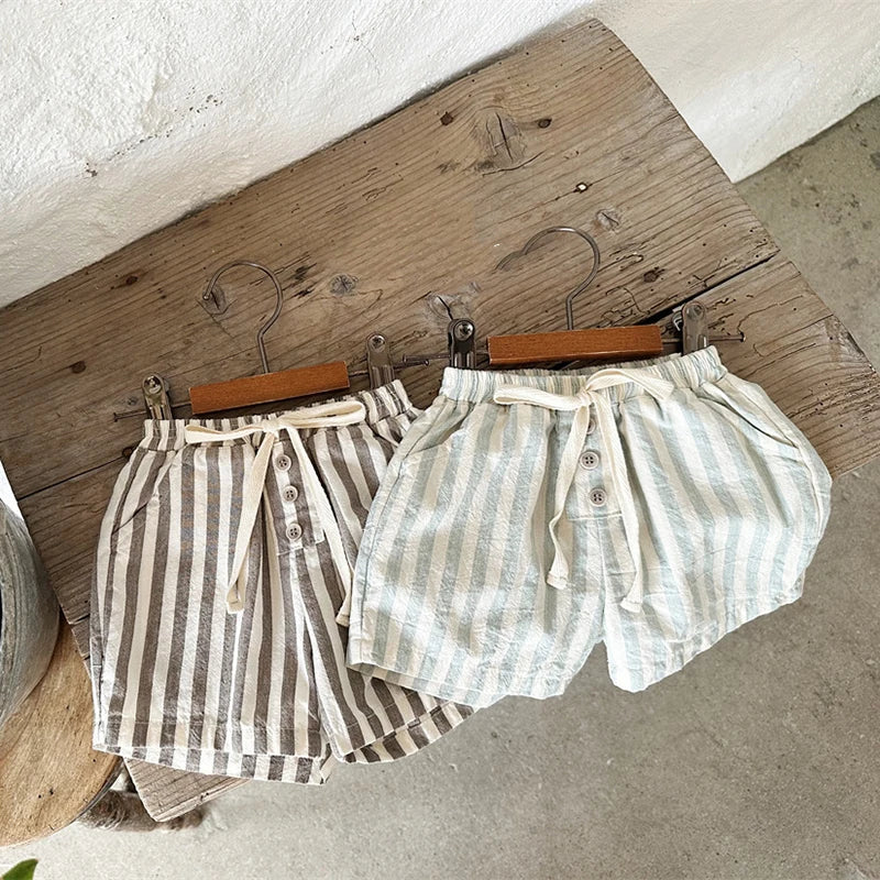 Vintage Linen Striped Shorts