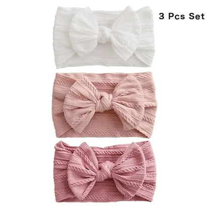 3 Pack Stretchy Baby Headbands With Bows