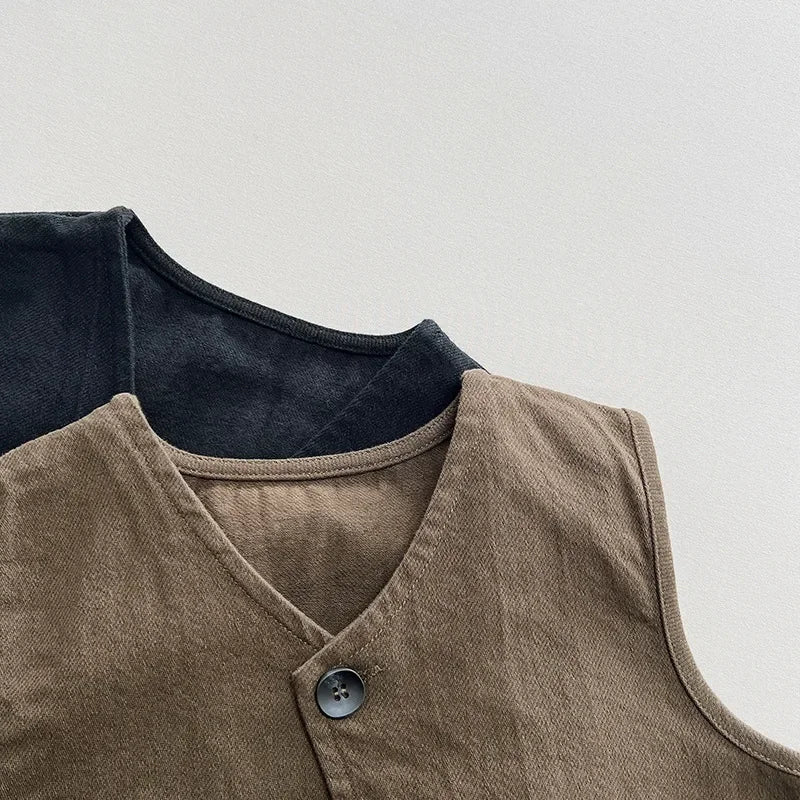 Single Button Linen Vest