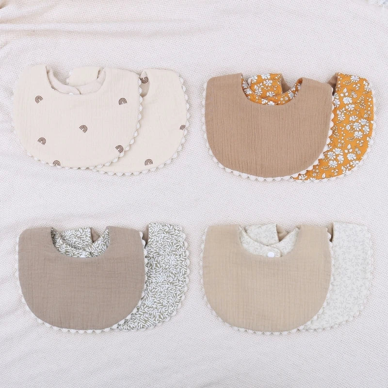 Vintage Pattern Reversible Baby Bibs