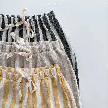 Vintage Linen Cotton Striped Pants