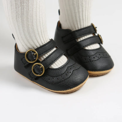 Baby Vintage Double Buckle Crib Shoes