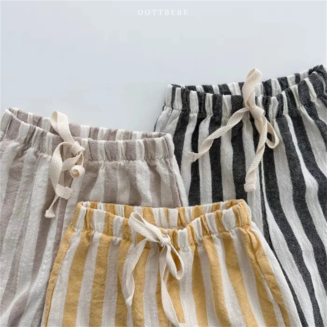 Vintage Linen Cotton Striped Pants