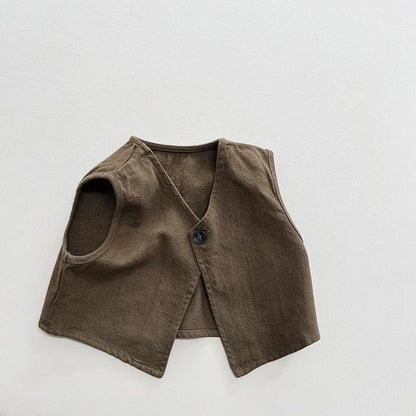 Single Button Linen Vest