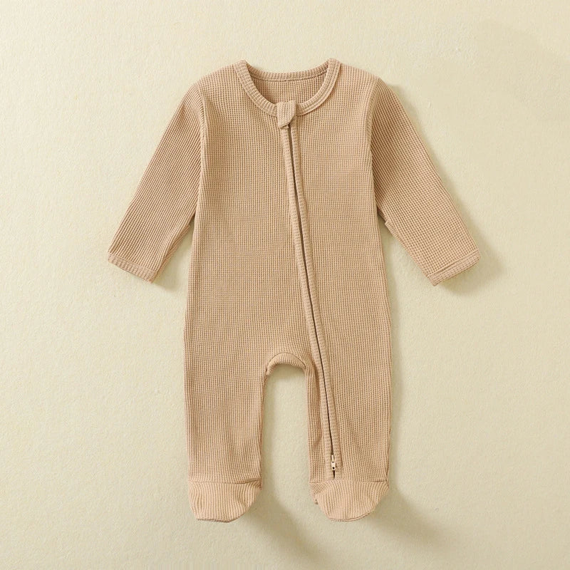 Waffle Knit Zipper Playsuit