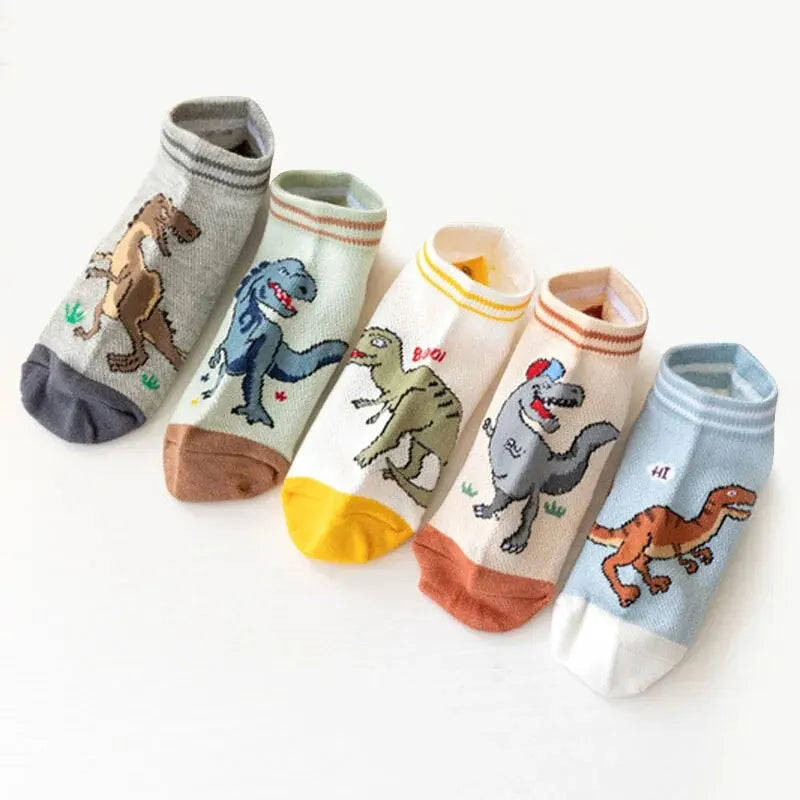 Breathable Dinosaur Socks 5 Pack